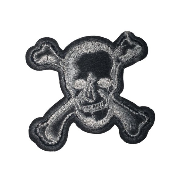 Skull Crossbones Iron or Sew On Patch Embroidered Rock  Jean Jacket Vest Bike - Picture 3 of 3